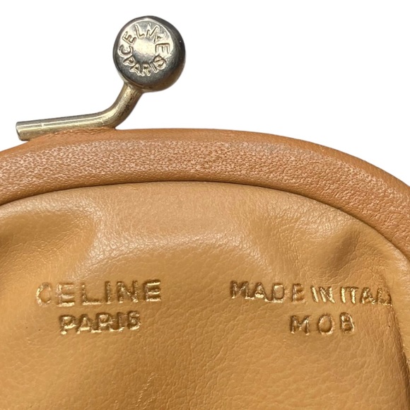 RARE Authentic Vintage CELINE Macadam Chocolate Brown & Tan Kisslock Coin Purse - Picture 4 of 10